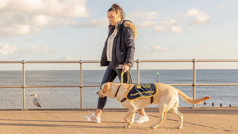 Puppy raiser Kristy and a guide dog puppy in training